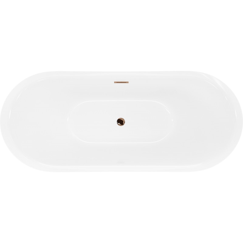 Mexen Lotos freistehende Badewanne 160 x 75 cm, weiß, Überlauf Roségold - 52051607700-60