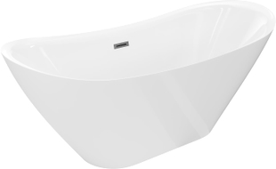 Mexen Lotos freistehende Badewanne 160 x 75 cm, weiß, Überlauf gun grey gebürstet - 52051607700-66