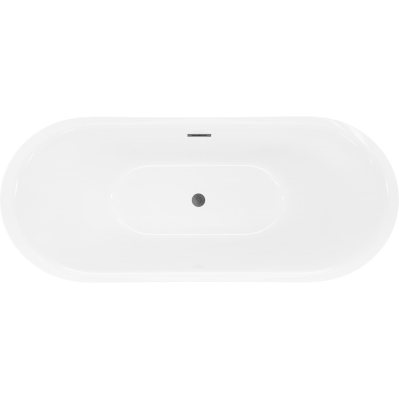 Mexen Lotos freistehende Badewanne 160 x 75 cm, weiß, Überlauf gun grey gebürstet - 52051607700-66