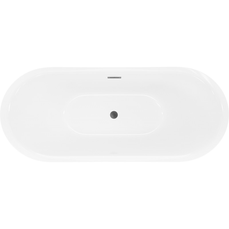 Mexen Lotos freistehende Badewanne 160 x 75 cm, weiß, Überlauf Gun Metal - 52051607700-95