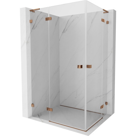 Mexen Lunar L Duo Dusche Eckeinstieg links 95 x 80 cm, transparent, Roségold - 834L-095L-080P-60-00