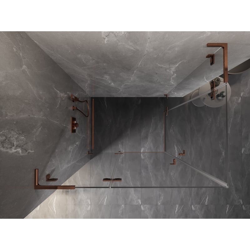 Mexen Lunar L Duo Duschkabine schwenkbar links 100 x 85 cm, transparent, Roségold - 834L-100L-085P-60-00