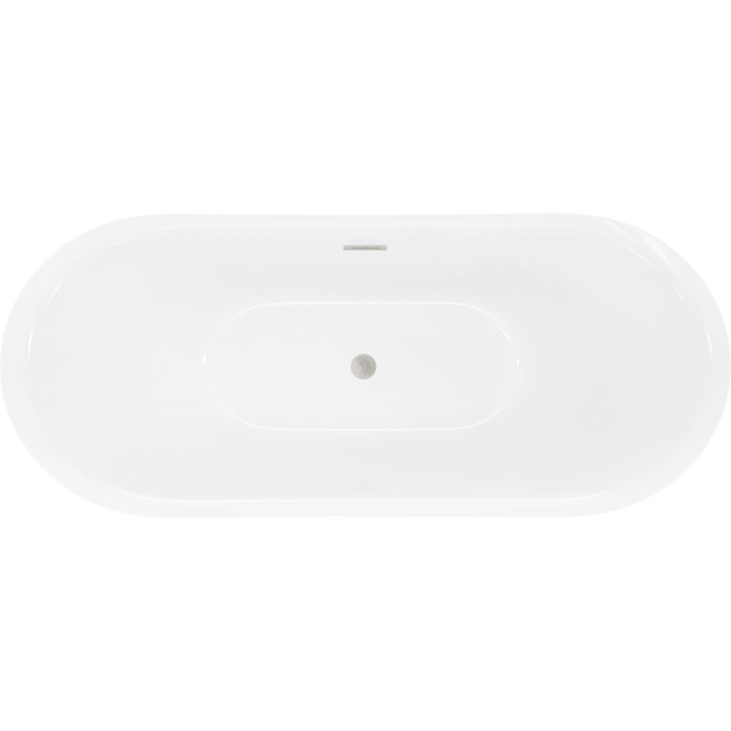 Mexen Lotos freistehende Badewanne 160 x 75 cm, weiß/schwarz, Überlauf aus gebürstetem Nickel - 52051607775-97