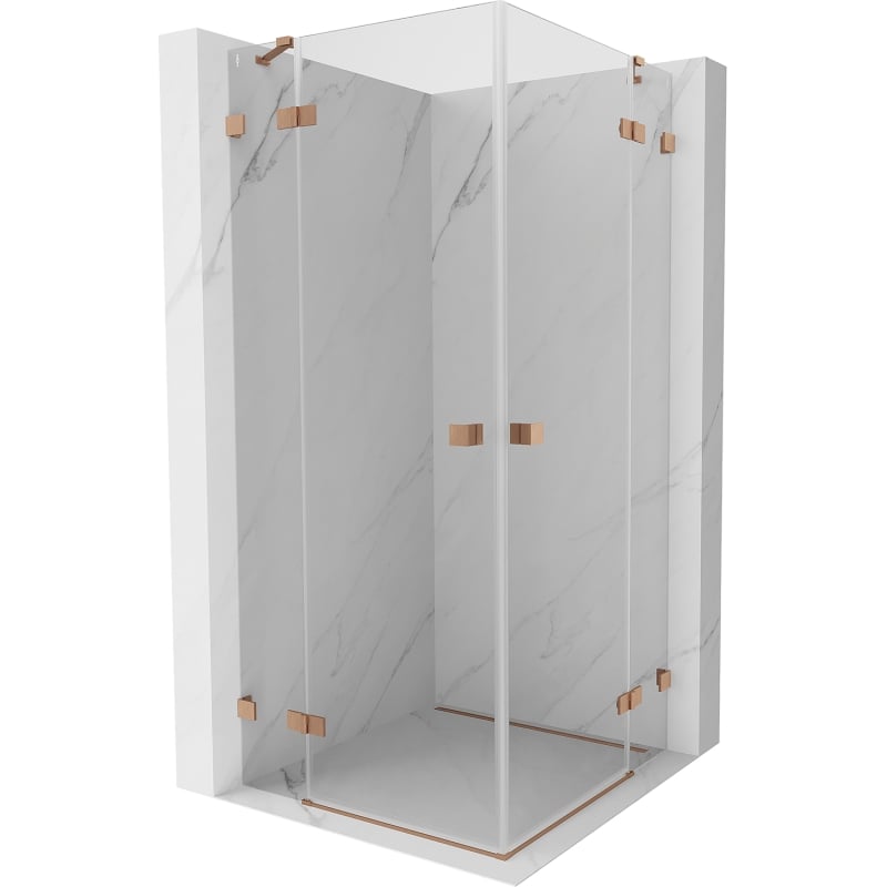 Mexen Lunar Duo Duschkabine Schwingtür 75 x 75 cm, transparent, gebürstetes Kupfer - 834-075L-075P-65-00