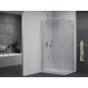 Mexen Pretoria Schwenkbare Duschkabine 100 x 80 cm, transparent, Chrom + Duschwanne Flat - 852-100-080-01-00-4010