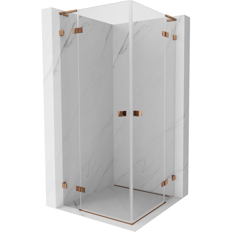 Mexen Lunar L Duo Duschkabine Drehbar 100 x 100 cm, transparent, Roségold - 834L-100L-100P-60-00