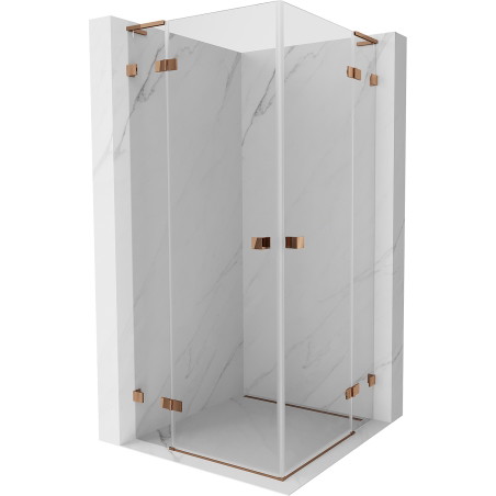 Mexen Lunar L Duo Duschkabine Drehbar 100 x 100 cm, transparent, Roségold - 834L-100L-100P-60-00