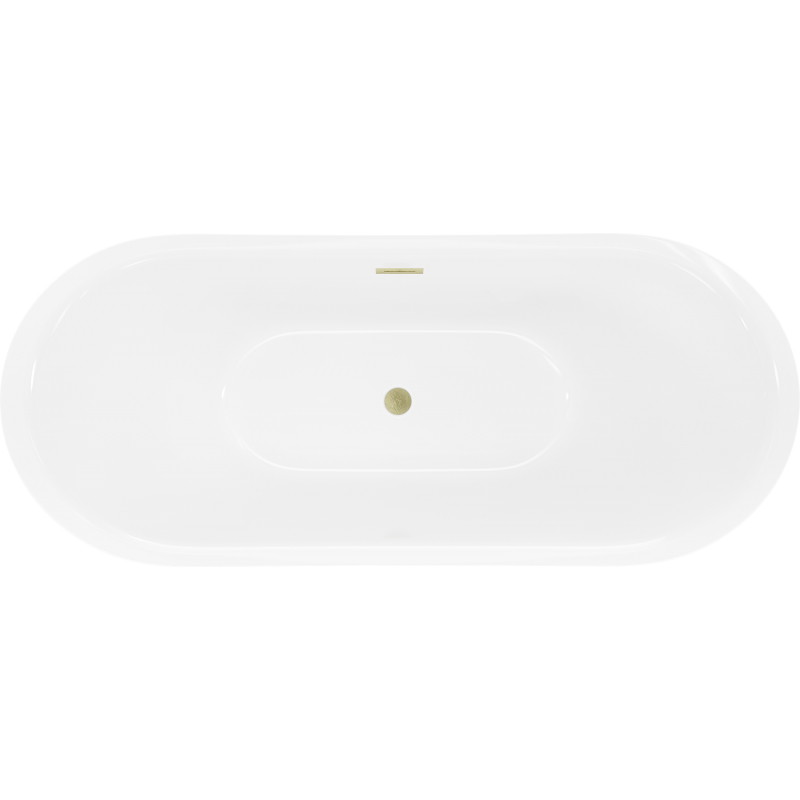 Mexen Lotos freistehende Badewanne 170 x 75 cm, weiß, Überlauf gebürstetes Gold - 52051707700-55