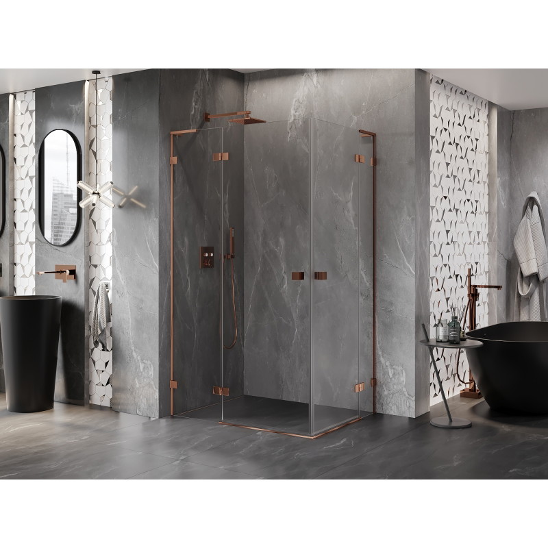 Mexen Lunar L Duo Duschkabine links angeschlagen 105 x 70 cm, transparent, Roségold - 834L-105L-070P-60-00