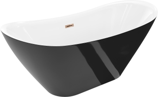 Mexen Lotos freistehende Badewanne 170 x 75 cm, weiß/schwarz, Überlauf Roségold - 52051707775-60