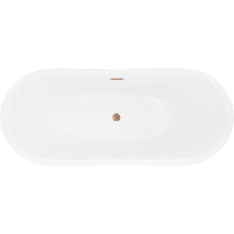 Mexen Lotos freistehende Badewanne 170 x 75 cm, weiß/schwarz, Überlauf gebürstetes Kupfer - 52051707775-65