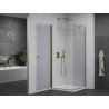 Mexen Pretoria Schwenkbare Duschkabine 80 x 80 cm, transparent, gold + Flat Duschwanne - 852-080-080-50-00-4010