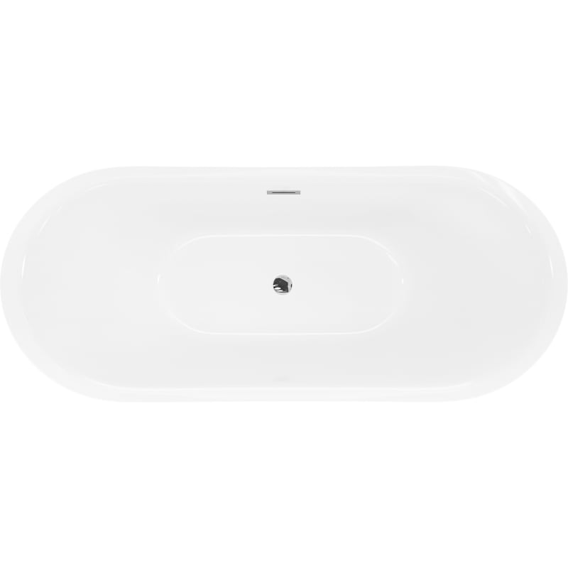 Mexen Lotos freistehende Badewanne 180 x 75 cm, weiß, Überlauf Chrom - 52051807700-01