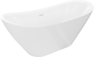 Mexen Lotos freistehende Badewanne 180 x 75 cm, weiß, weißer Überlauf - 52051807700-20