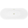 Mexen Lotos freistehende Badewanne 180 x 75 cm, weiß, Überlauf gebürstetes Gold - 52051807700-55