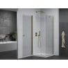 Mexen Pretoria Pendelduschkabine 90 x 90 cm, transparent, gold + Duschwanne Flat - 852-090-090-50-00-4010
