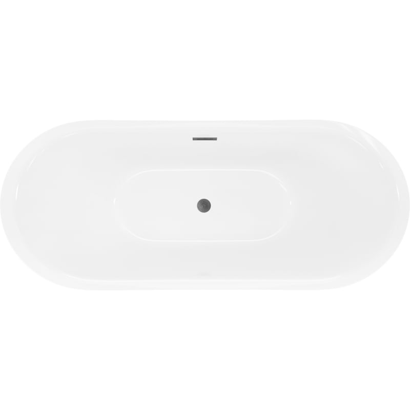 Mexen Lotos freistehende Badewanne 180 x 75 cm, weiß, Überlauf gun grau gebürstet - 52051807700-66