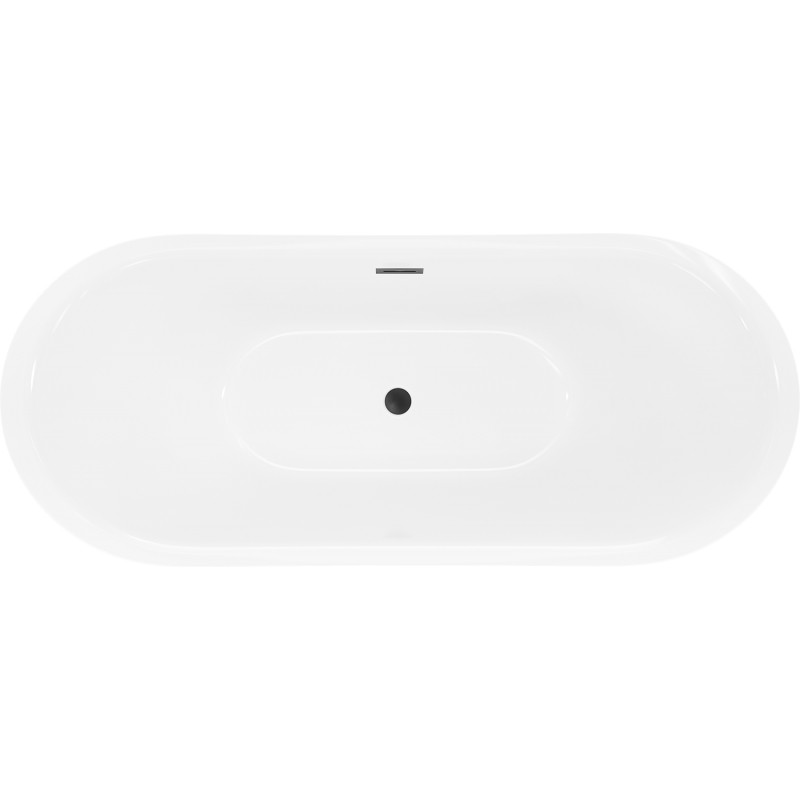 Mexen Lotos freistehende Badewanne 180 x 75 cm, weiß, Überlauf schwarz - 52051807700-70