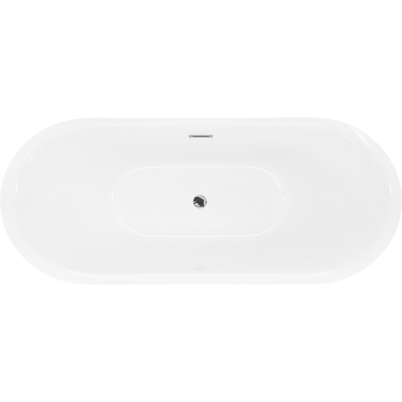 Mexen Lotos freistehende Badewanne 180 x 75 cm, weiß/schwarz, Überlauf chrom - 52051807775-01