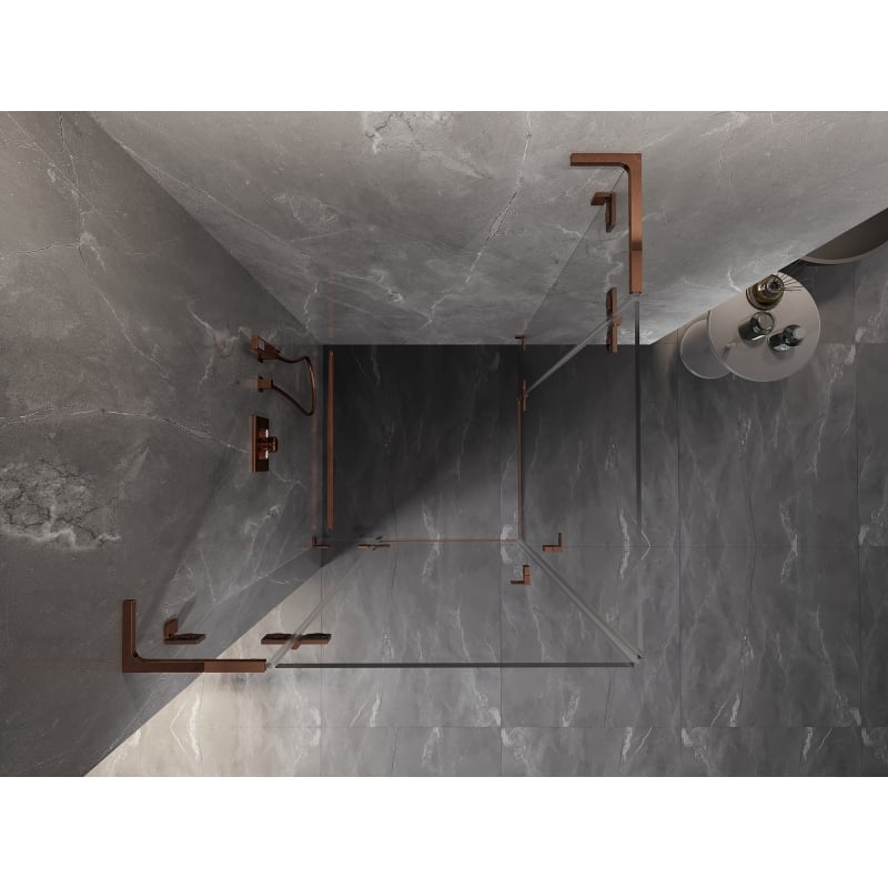 Mexen Lunar L Duo Duschkabine schwenkbar 105 x 105 cm, transparent, Roségold - 834L-105L-105P-60-00