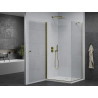 Mexen Pretoria Duschkabine schwenkbar 70 x 100 cm, transparent, gold + Duschwanne Flat - 852-070-100-50-00-4010