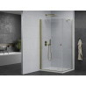 Mexen Pretoria Schwenkbare Duschkabine 90 x 70 cm, Transparent, Gold + Brausetasse Flat - 852-090-070-50-00-4010