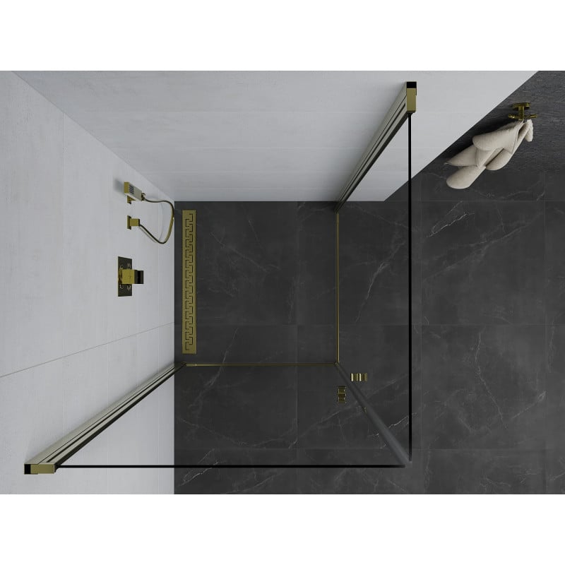 Mexen Pretoria Duo Duschkabine schwenkbar 70 x 70 cm, transparent, gold - 852-070-070-50-00-02