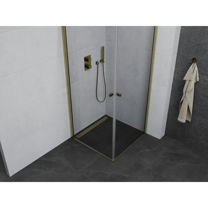 Mexen Pretoria Duo Duschkabine schwenkbar 70 x 70 cm, transparent, gold - 852-070-070-50-00-02