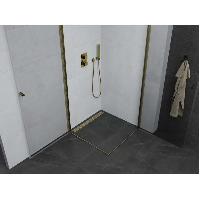 Mexen Pretoria Duo Duschkabine, schwenkbar 80 x 80 cm, transparent, gold - 852-080-080-50-00-02