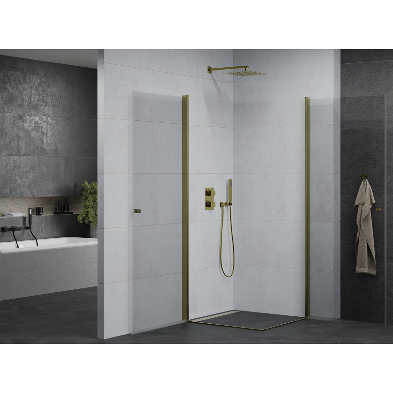 Mexen Pretoria Duo-Duschkabine schwenkbar 90 x 90 cm, transparent, gold - 852-090-090-50-00-02