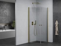 Mexen Pretoria Duo-Duschkabine schwenkbar 90 x 90 cm, transparent, gold - 852-090-090-50-00-02