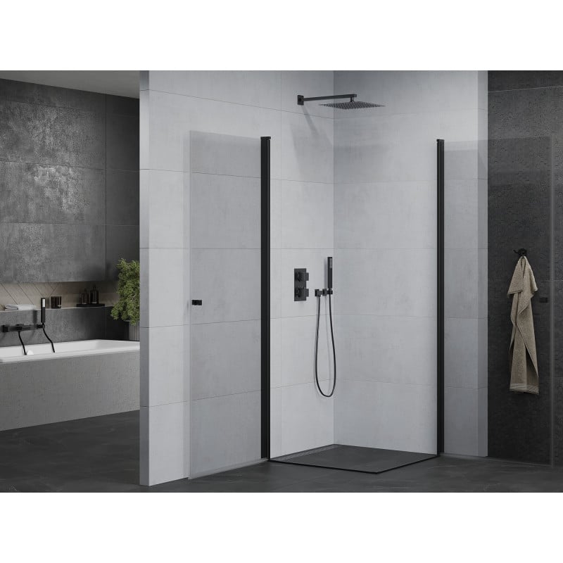 Mexen Pretoria Duo Duschkabine, schwenkbar 70 x 70 cm, transparent, schwarz - 852-070-070-70-00-02