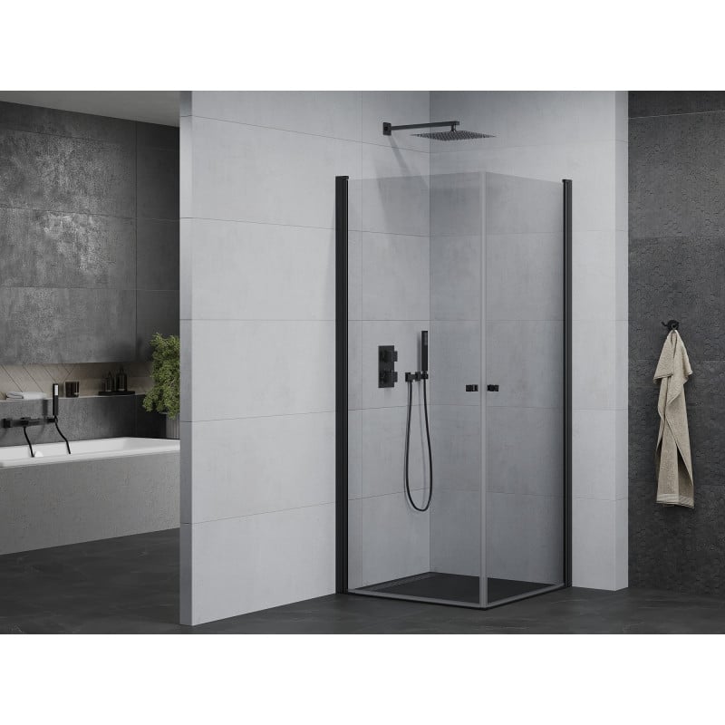 Mexen Pretoria Duo Duschkabine, schwenkbar 70 x 70 cm, transparent, schwarz - 852-070-070-70-00-02