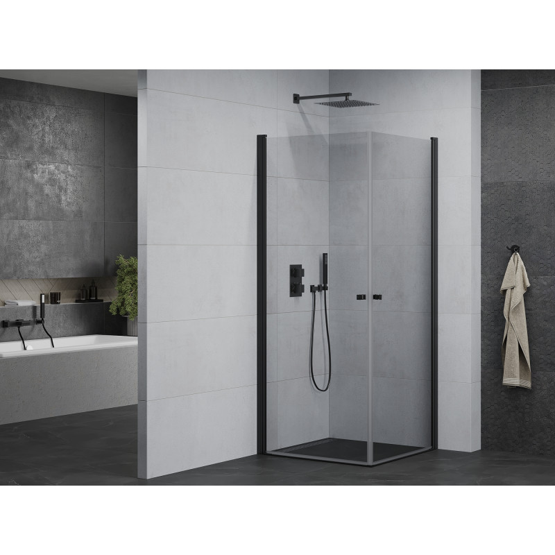 Mexen Pretoria Duo Duschkabine schwenkbar 90 x 90 cm, transparent, schwarz - 852-090-090-70-00-02
