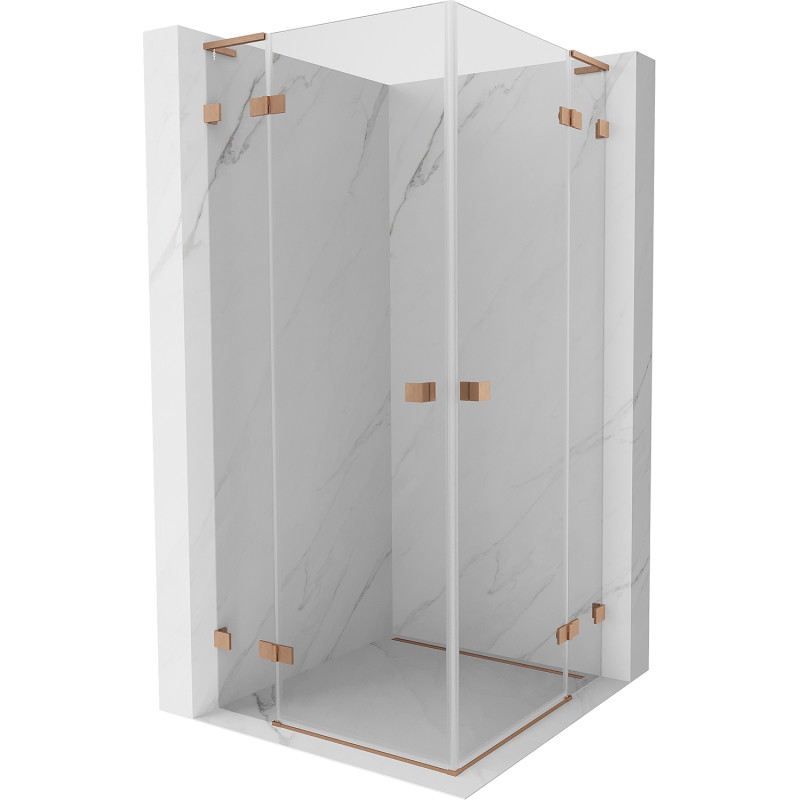 Mexen Lunar L Duo Duschkabine schwenkbar 75 x 75 cm, transparent, gebürstetes Kupfer - 834L-075L-075P-65-00