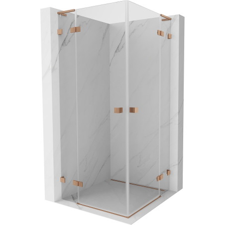 Mexen Lunar L Duo Duschkabine schwenkbar 80 x 80 cm, transparent, gebürstetes Kupfer - 834L-080L-080P-65-00