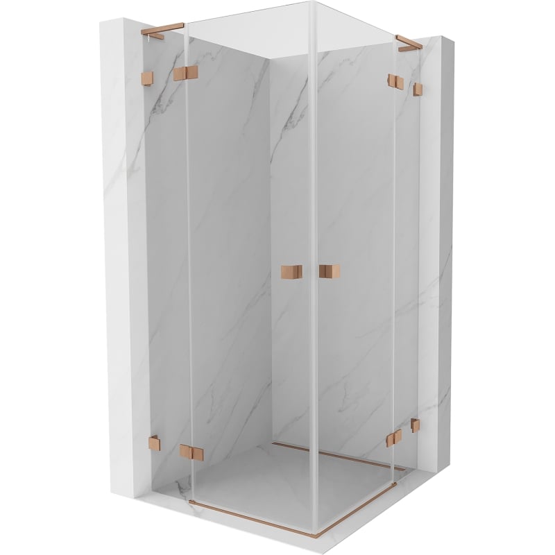 Mexen Lunar L Duo Duschkabine schwenkbar 85 x 85 cm, transparent, gebürstetes Kupfer - 834L-085L-085P-65-00