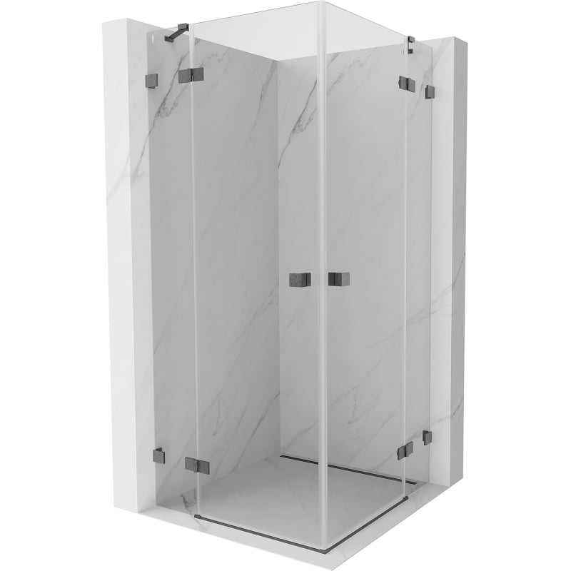 Mexen Lunar Duo Pendelduschkabine 115 x 115 cm, transparent, gebürstetes Gewehrgrau - 834-115L-115P-66-00
