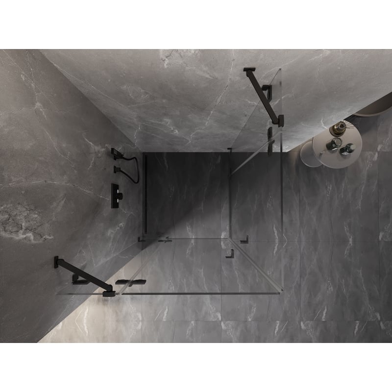 Mexen Lunar Duo Duschkabine schwenkbar 75 x 75 cm, transparent, schwarz - 834-075L-075P-70-00