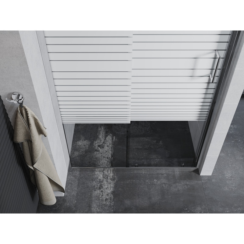 Mexen Apia Schiebetür Duschwand 100 cm, Streifen, Chrom - 845-100-000-01-20