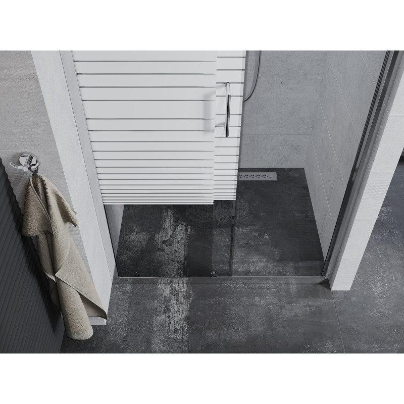 Mexen Apia Schiebetür Duschwand 110 cm, Streifen, Chrom - 845-110-000-01-20