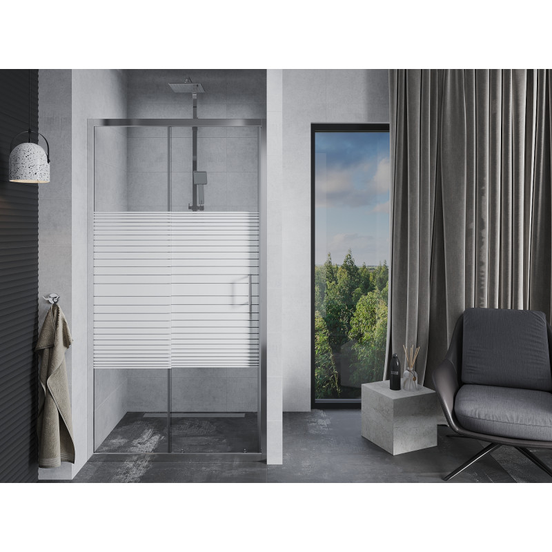 Mexen Apia Schiebetür Dusche 115 cm, Streifen, Chrom - 845-115-000-01-20