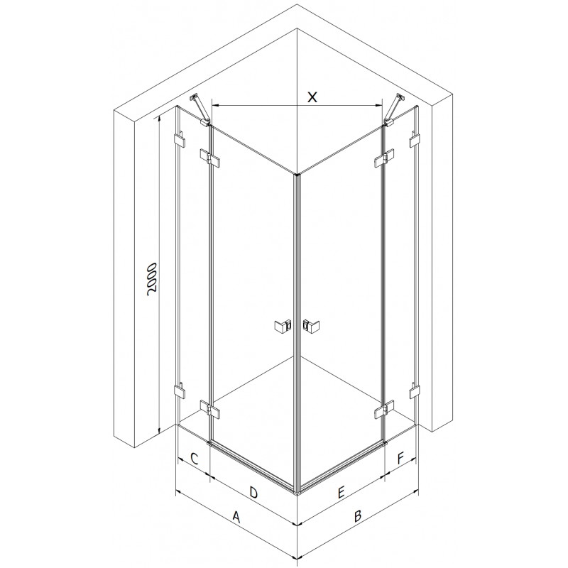 Mexen Lunar Duo Duschkabine, schwenkbar, links 80 x 75 cm, transparent, Gun Metal - 834-080L-075P-95-00