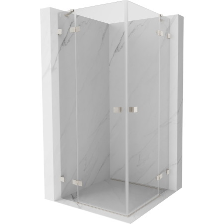 Mexen Lunar Duo Duschkabine mit Drehtür 75 x 75 cm, transparent, gebürsteter Nickel - 834-075L-075P-97-00