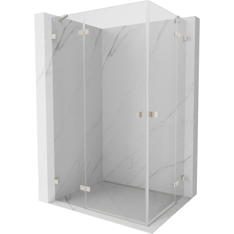 Mexen Lunar Duo Duschkabine schwenkbar links 80 x 75 cm, transparent, gebürsteter Nickel - 834-080L-075P-97-00