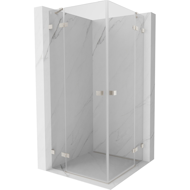 Mexen Lunar Duo Duschkabine schwenkbar 80 x 80 cm, transparent, gebürsteter Nickel - 834-080L-080P-97-00