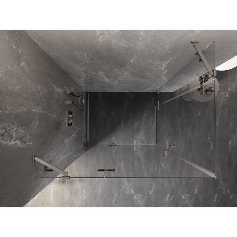 Mexen Lunar Duo Duschkabine, links öffnend, 85 x 70 cm, transparent, gebürsteter Nickel - 834-085L-070P-97-00