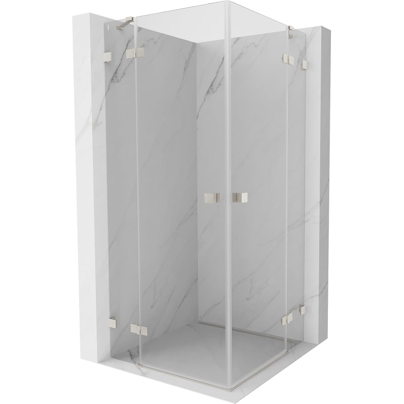 Mexen Lunar Duo Duschkabine mit Drehtür 90 x 90 cm, transparent, gebürstetes Nickel - 834-090L-090P-97-00