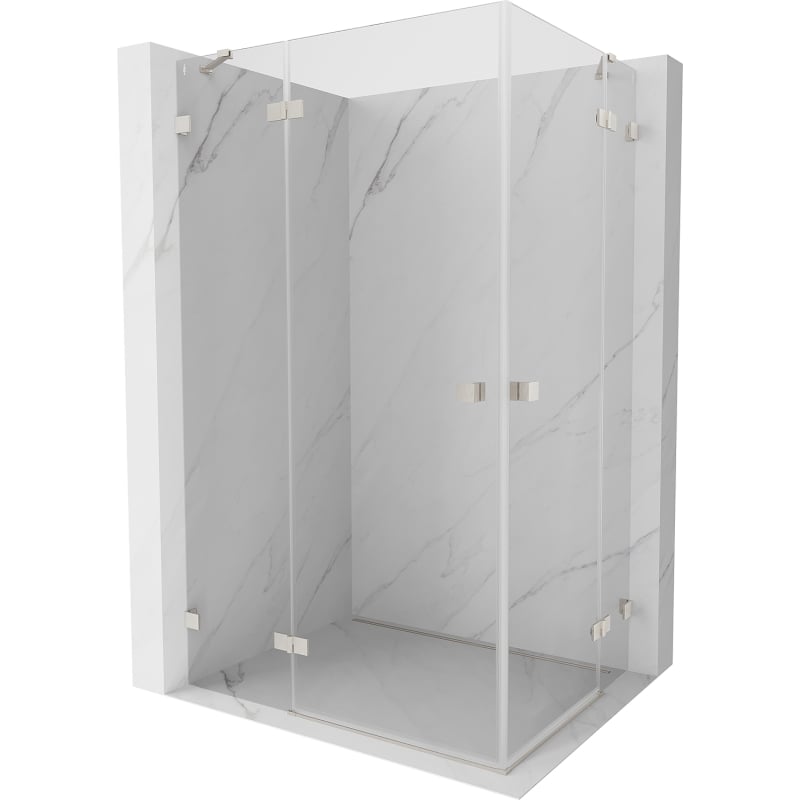 Mexen Lunar Duo Duschkabine öffnend links 100 x 80 cm, transparent, gebürstetes Nickel - 834-100L-080P-97-00