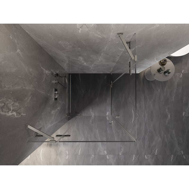 Mexen Lunar Duo Duschkabine mit Schwingtür 105 x 105 cm, transparent, gebürsteter Nickel - 834-105L-105P-97-00